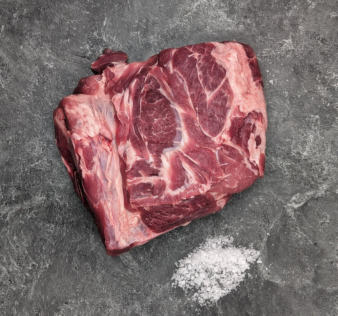 Frozen pork shoulder Boston butt from Thailand - well-marbled for pulled pork and stews
